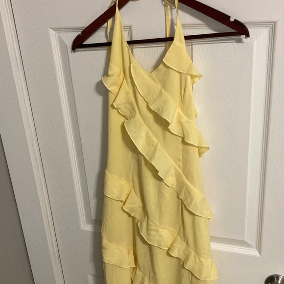 Yellow Ruffled Halter Dress - Picture 9 of 15